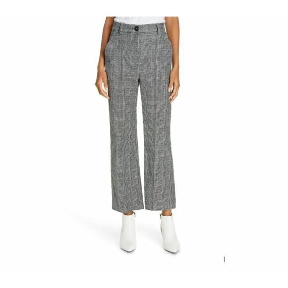 La Vie Rebecca Taylor Pants Houndstooth Plaid Velvet Crop Pants SZ 26 NWT $225 - Picture 1 of 16